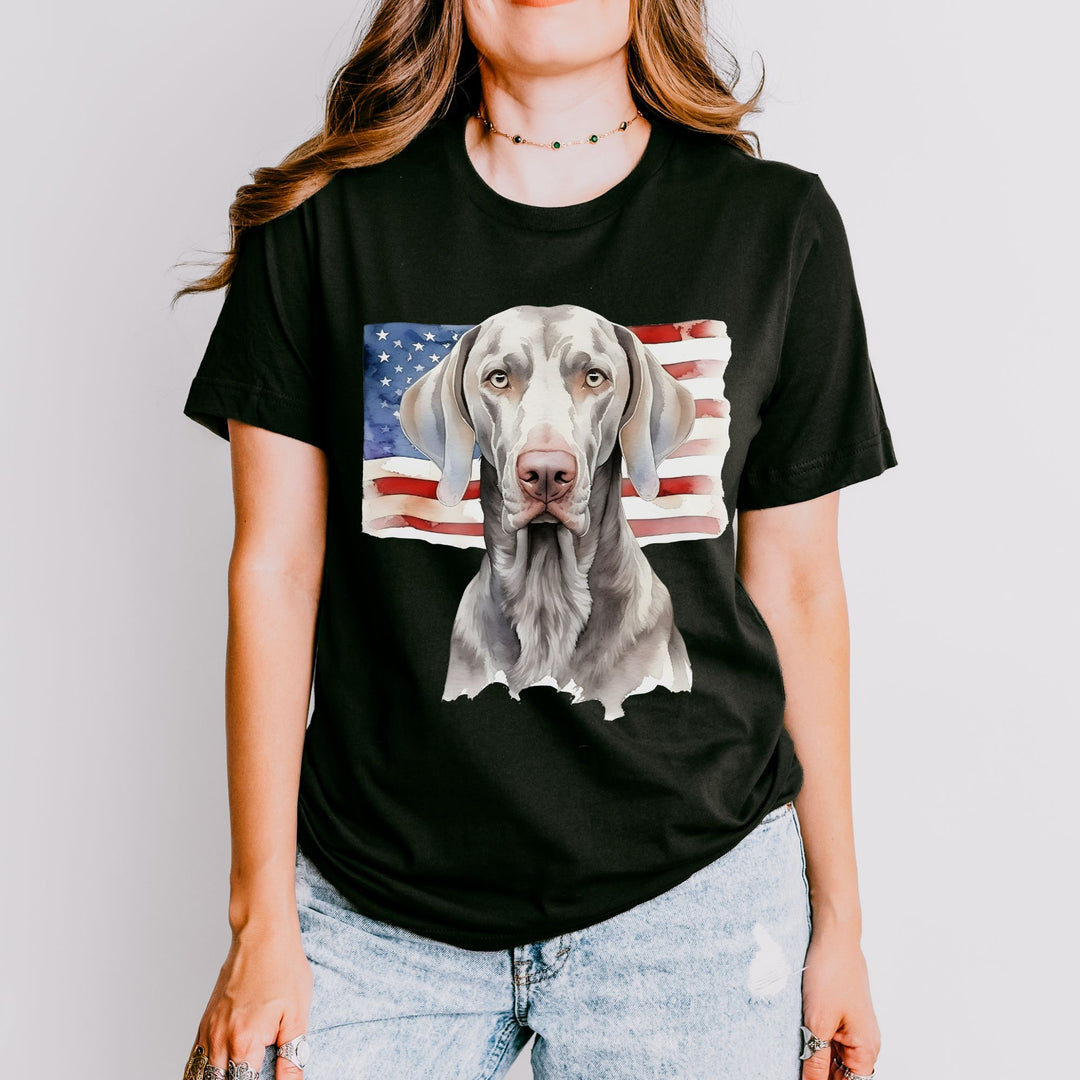 Weimaraner Dog Patriotic T-Shirt | American Flag Tee - Embellish by Jackie - Handmade Greeting Cards