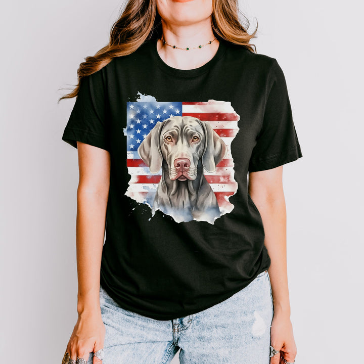 Weimaraner American Flag Tee | Weimaraner Dog Shirt - Embellish by Jackie - Handmade Greeting Cards