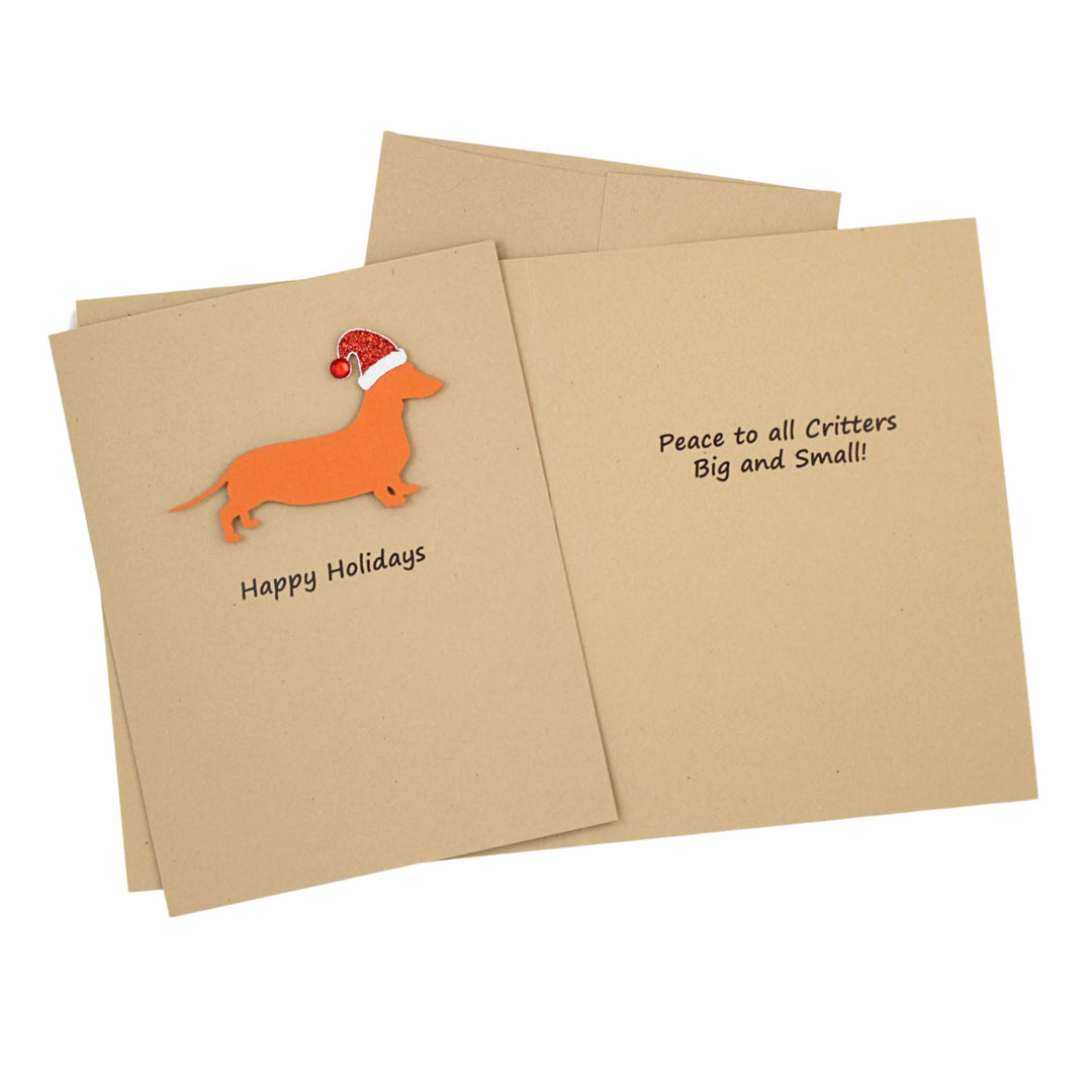 Smooth Dachshund Christmas Card | Single or Pack of 10 | 25 Dog Colors | Choose Phrase - Embellish by Jackie - Handmade Greeting Cards