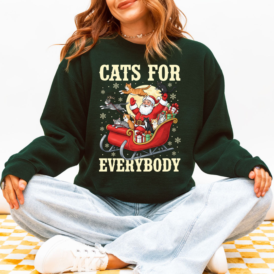 Cats For Everybody Christmas Sweatshirt – Santa & Cat Holiday Crewneck - Embellish by Jackie - Handmade Greeting Cards