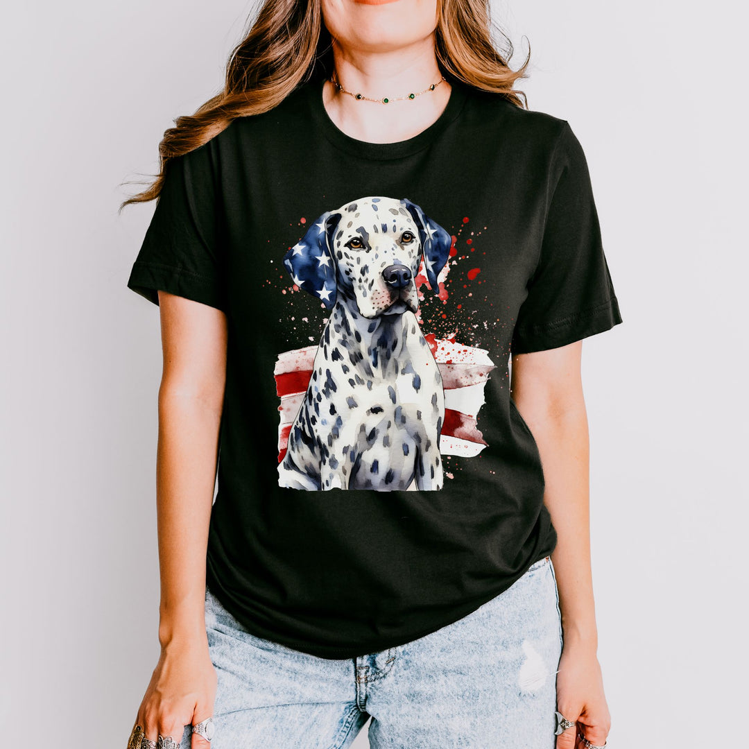 Dalmatian with American Flag Tee | Patriotic Dog Shirt - Embellish by Jackie - Handmade Greeting Cards
