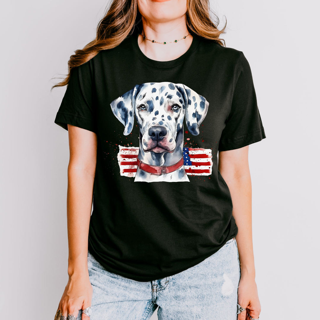 Dalmatian with American Flag T-Shirt | Patriotic Dog Tee - Embellish by Jackie - Handmade Greeting Cards