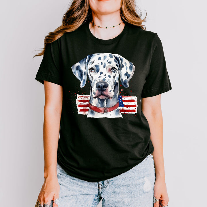 Dalmatian with American Flag T-Shirt | Patriotic Dog Tee - Embellish by Jackie - Handmade Greeting Cards