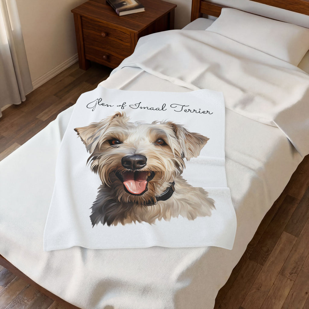 Wheaten Glen of Imaal Terrier Portrait Velveteen Plush Blanket | Dog Pet Throw