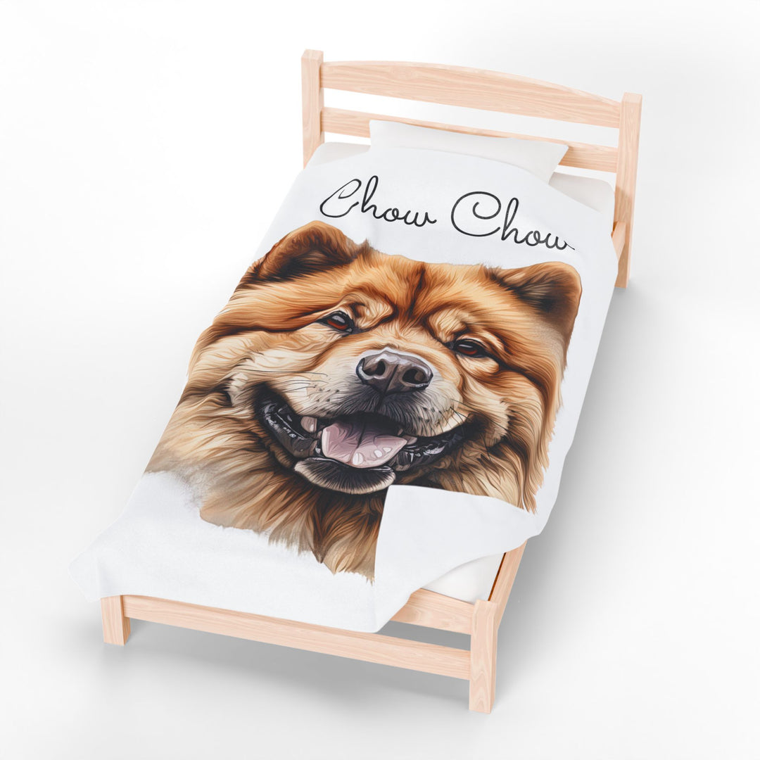 Chow Chow Velveteen Plush Blanket with White Background - 3 Sizes available cozy throw dog lover - Pet mom gift
