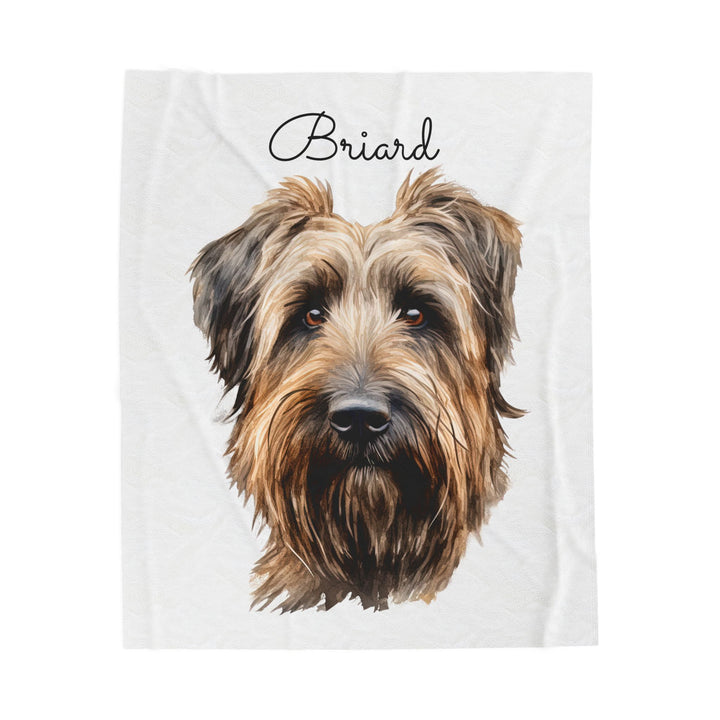 Briard Velveteen Plush Blanket with White Background - 3 Sizes available cozy throw dog lover - Pet mom gift