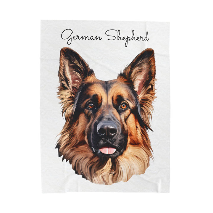 German Shepherd Dog Face Velveteen Plush Blanket | Cozy Pet Portrait Throw - Embellish by Jackie - Handmade Greeting Cards