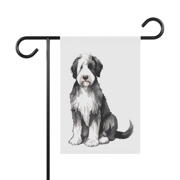 Sheepadoodle - Garden Banner Flag - Cute Watercolor Dog themed - Sheepie Old English Sheepdog