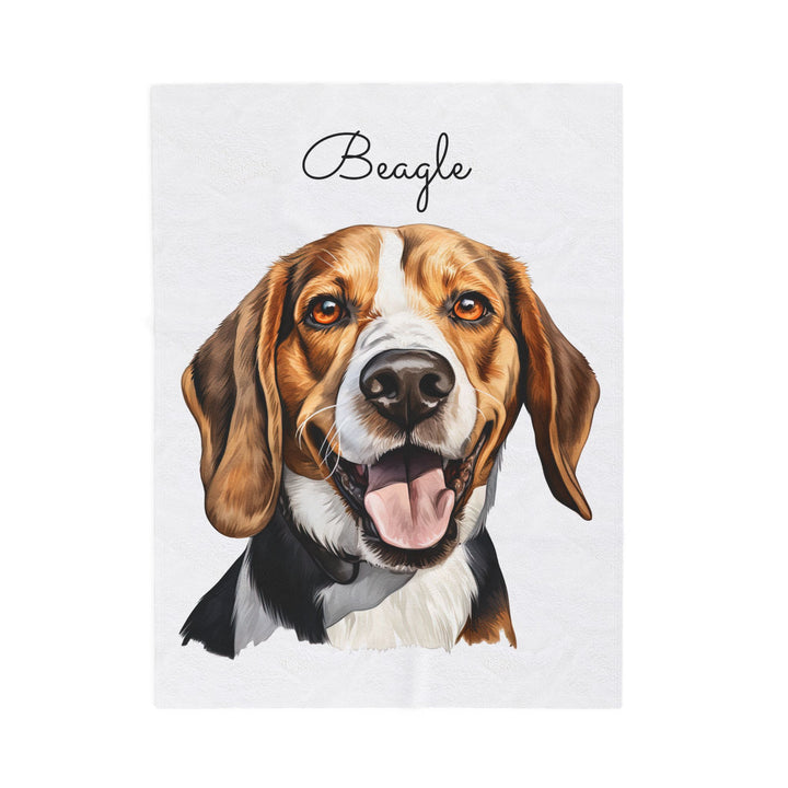 Beagle Velveteen Plush Blanket with White Background - 3 Sizes available cozy throw dog lover - Pet mom gift
