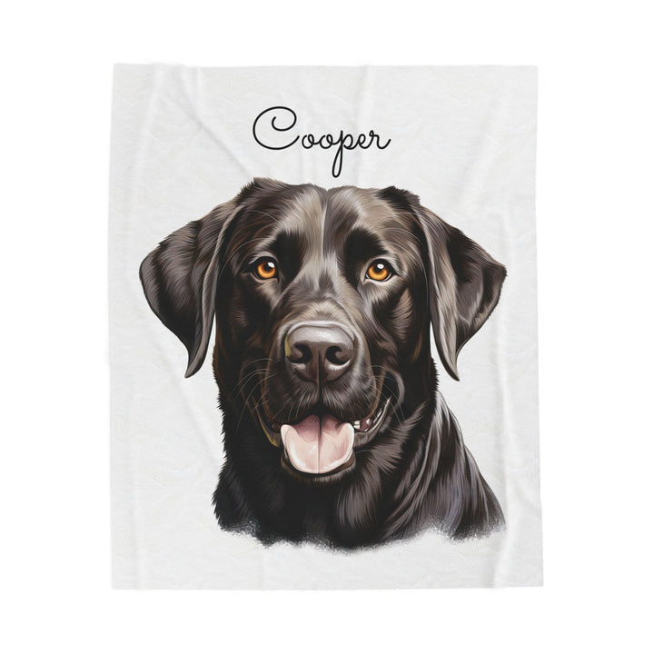 Black Labrador Retriever Velveteen Plush Blanket with Custom Dog Name - 3 Sizes available cozy throw dog lover