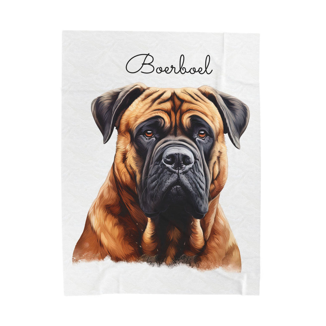 Boerboel Velveteen Plush Blanket with White Background - 3 Sizes available cozy throw dog lover - Pet mom gift