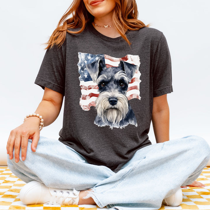 Standard Schnauzer with American Flag T-Shirt | Patriotic Dog Tee - Embellish by Jackie - Handmade Greeting Cards
