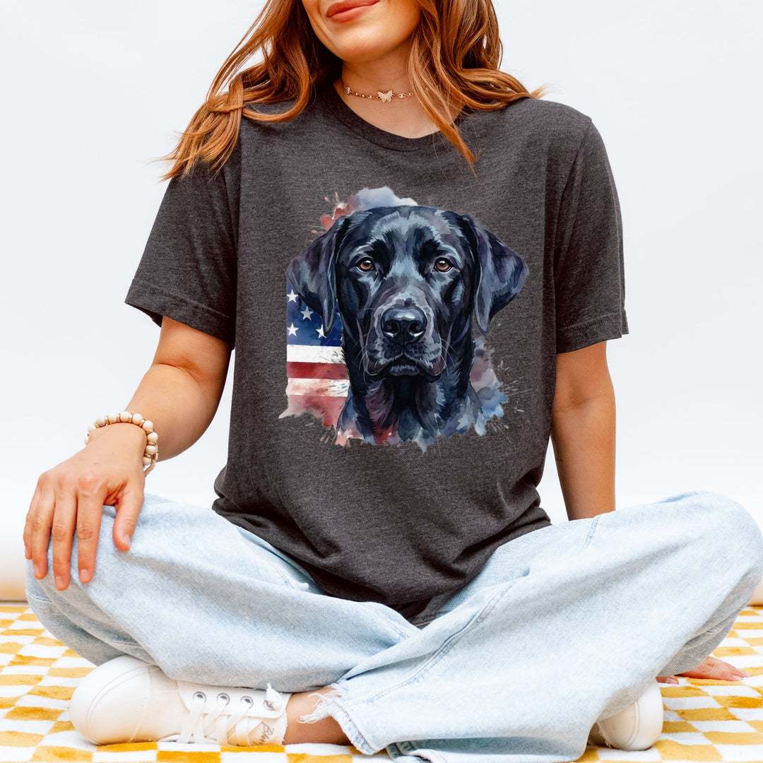 American Flag Black Labrador Retriever T-Shirt | Patriotic Dog Tee