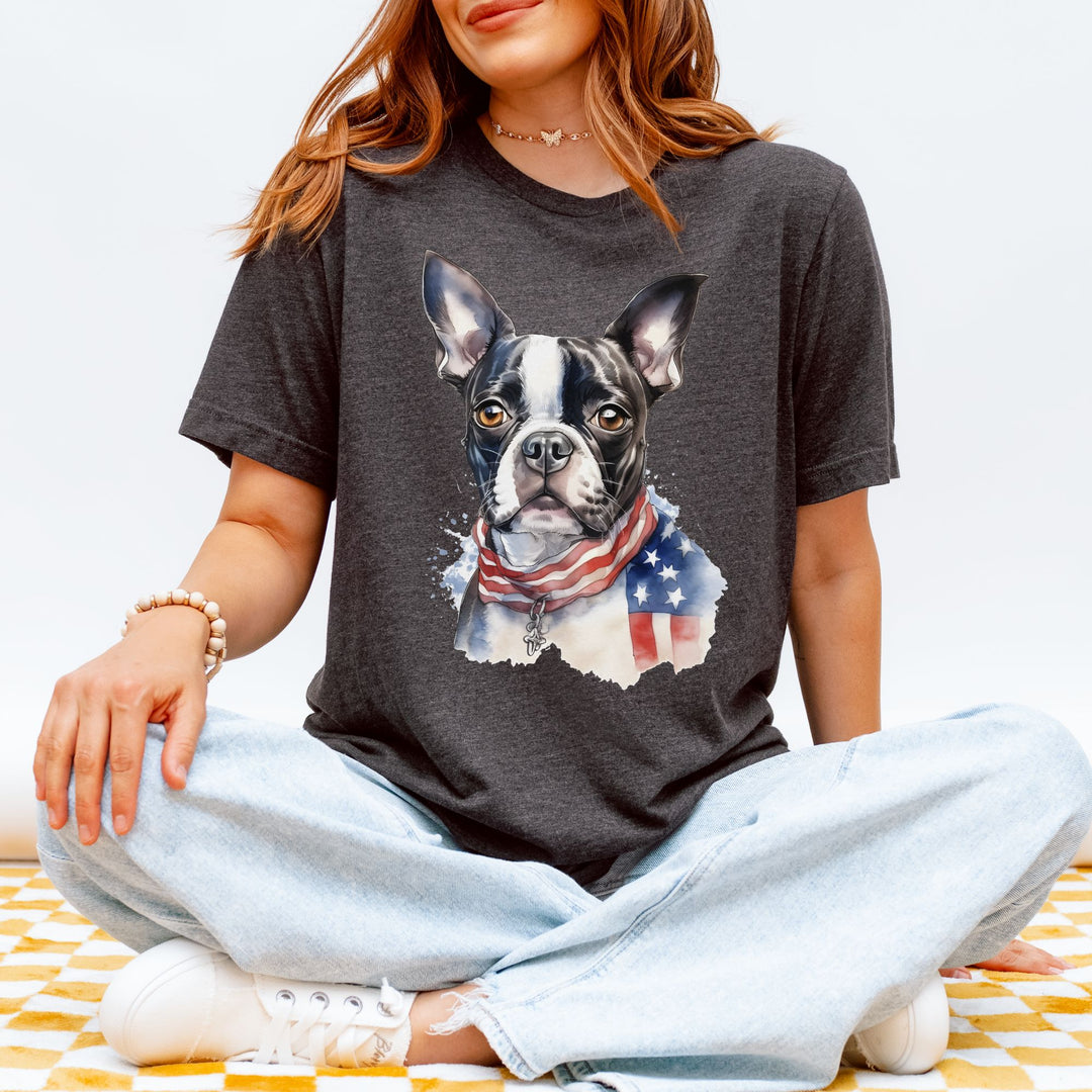Boston Terrier Patriotic 4th of July T-Shirt - Bella Canvas - Embellish by Jackie - Handmade Greeting Cards