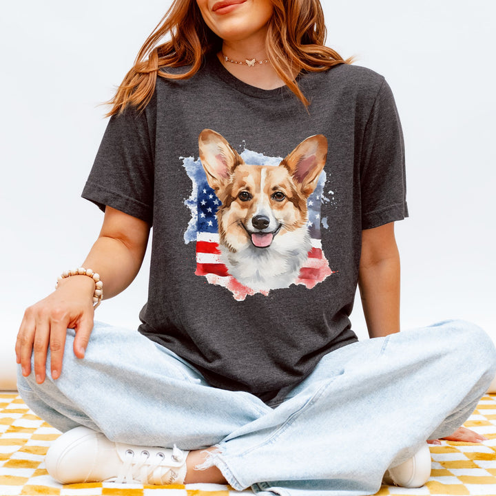 Pembroke Welsh Corgi Patriotic 4th of July T-Shirt - Embellish by Jackie - Handmade Greeting Cards