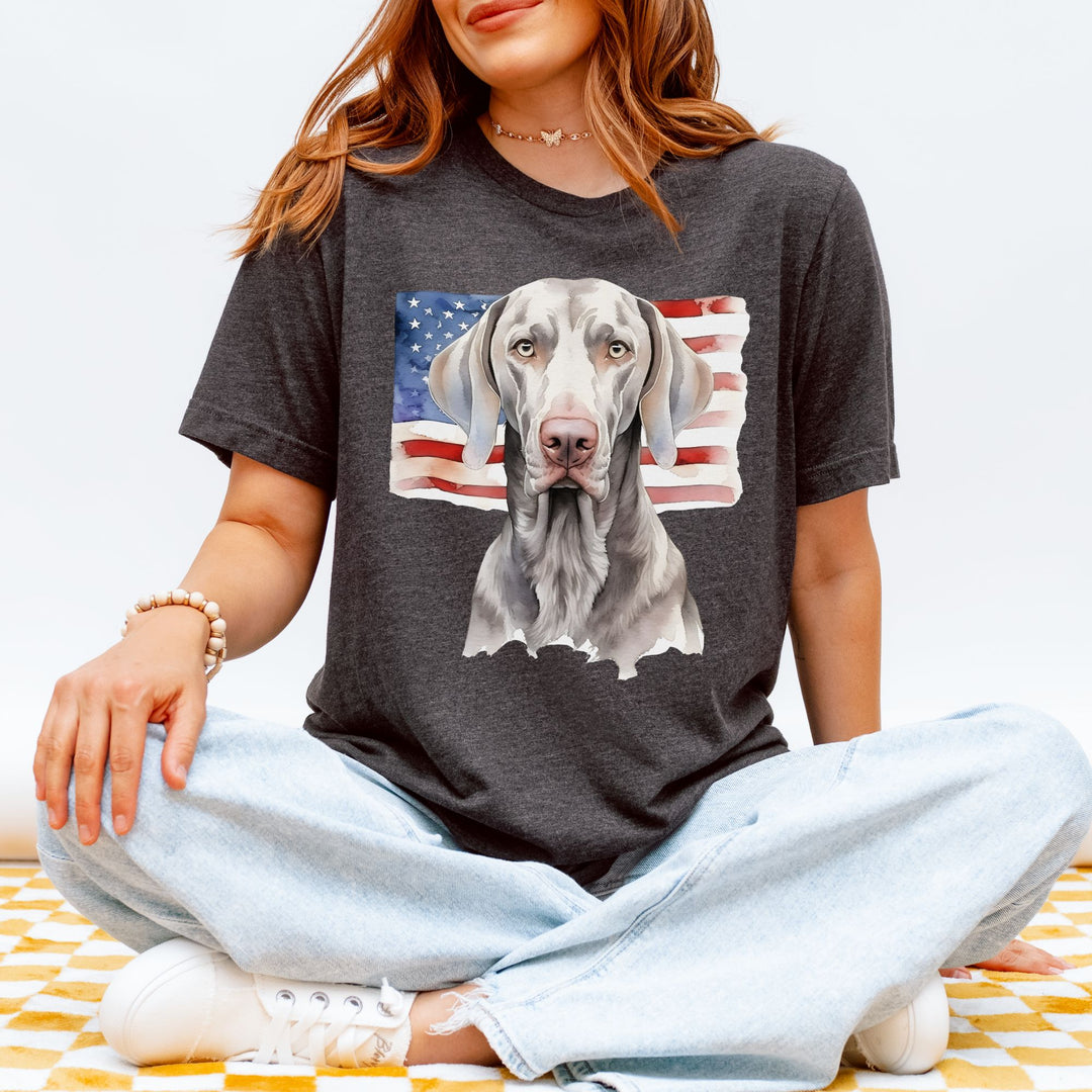 Weimaraner Dog Patriotic T-Shirt | American Flag Tee - Embellish by Jackie - Handmade Greeting Cards