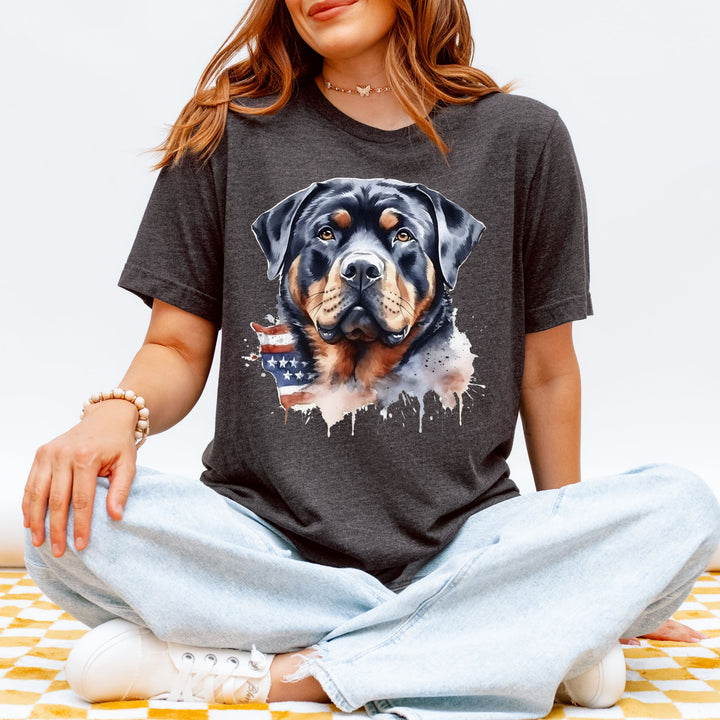 American Flag Rottweiler Watercolor T-Shirt | Dog Lover Tee - Embellish by Jackie - Handmade Greeting Cards