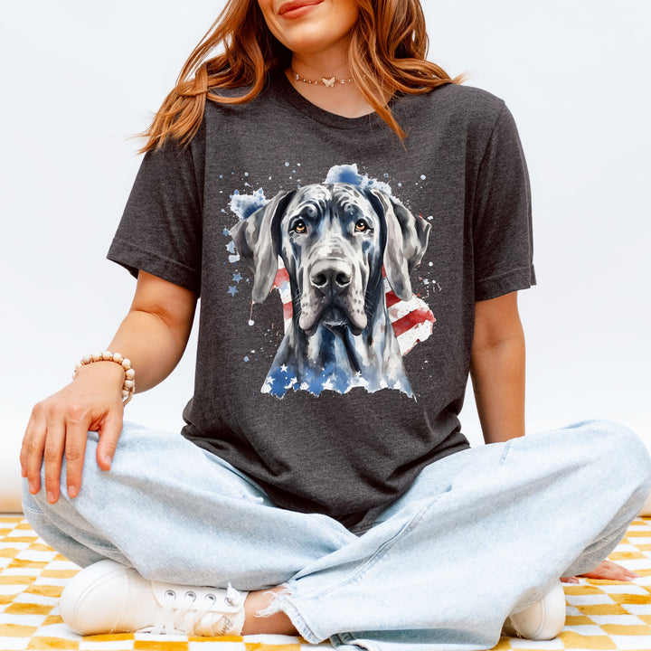 Patriotic Black Great Dane Tee | American Flag Dog Shirt - Embellish by Jackie - Handmade Greeting Cards