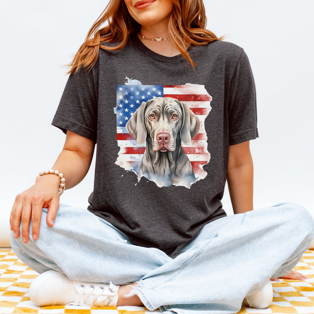 Weimaraner American Flag Tee | Weimaraner Dog Shirt - Embellish by Jackie - Handmade Greeting Cards