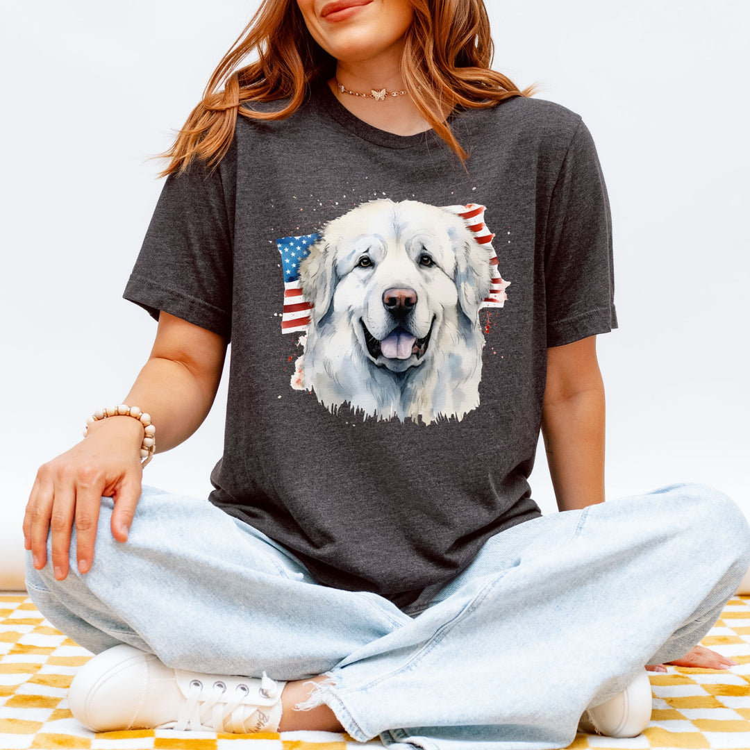 Great Pyrenees American Flag T-Shirt - Embellish by Jackie - Handmade Greeting Cards