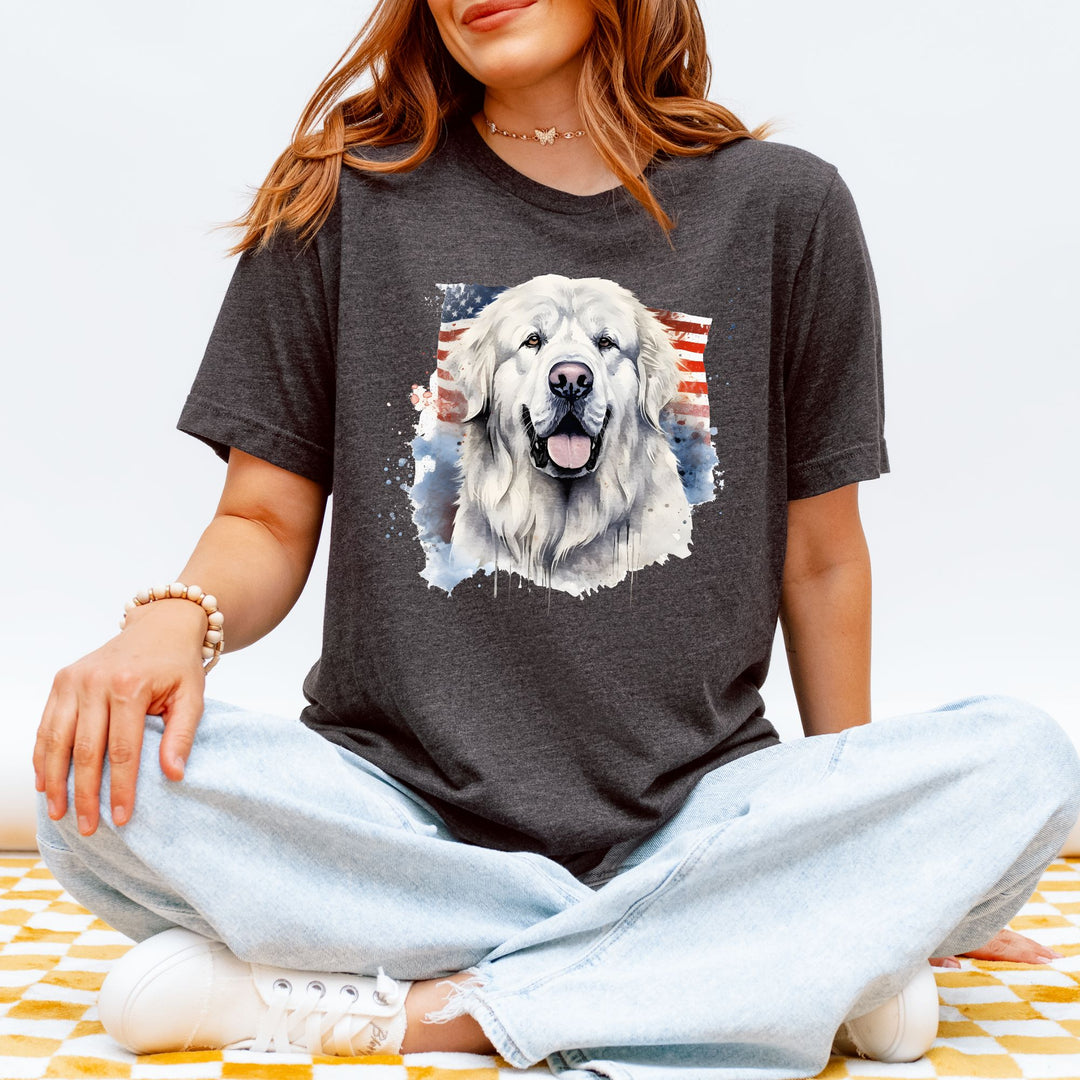 Great Pyrenees American Flag Watercolor Tee | Dog Patriotic Shirt - Embellish by Jackie - Handmade Greeting Cards