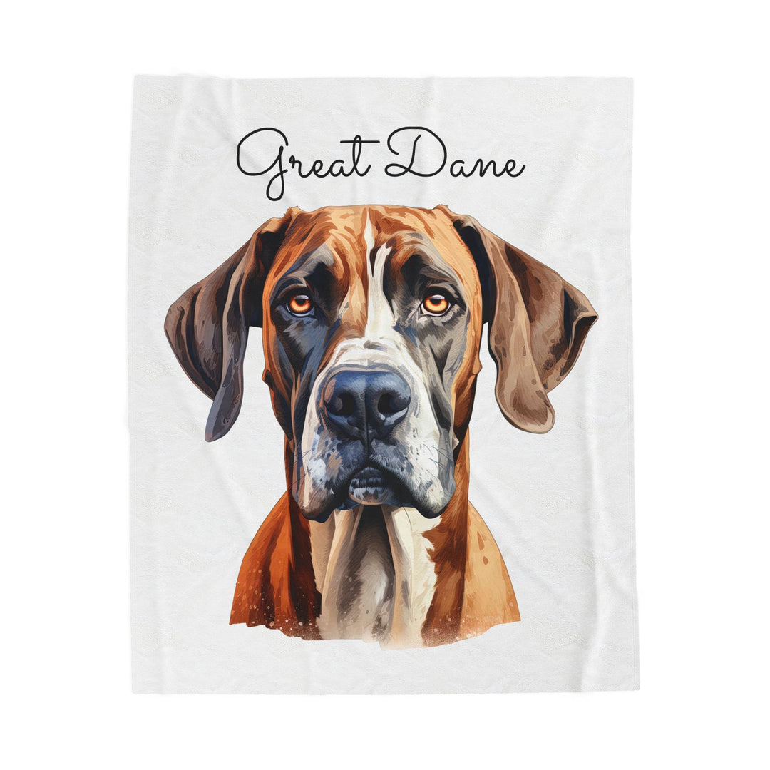 Fawn and White Great Dane Face Velveteen Plush Blanket - Embellish by Jackie - Handmade Greeting Cards