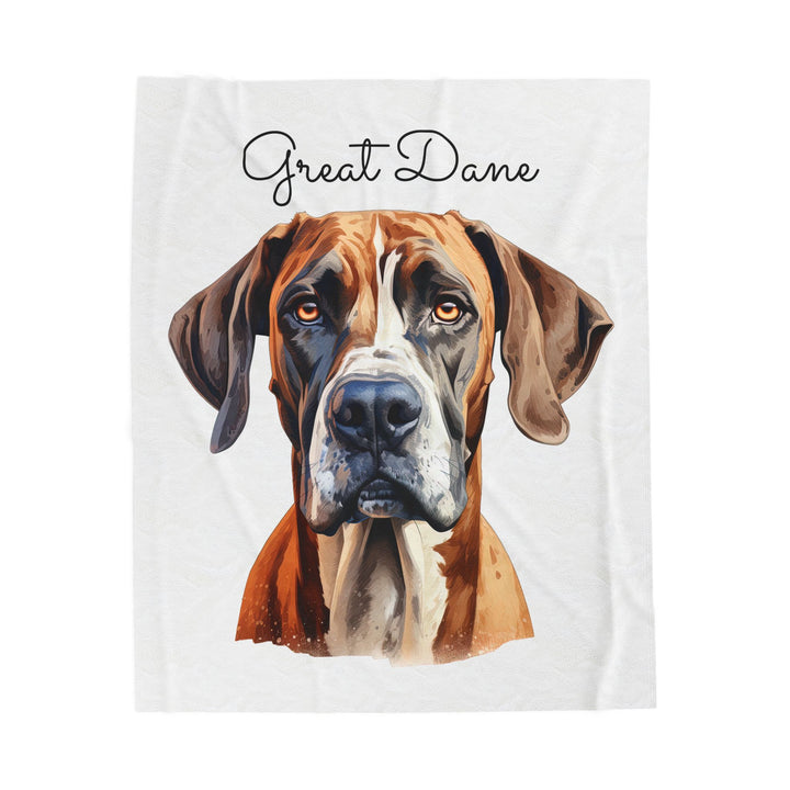 Fawn and White Great Dane Face Velveteen Plush Blanket - Embellish by Jackie - Handmade Greeting Cards