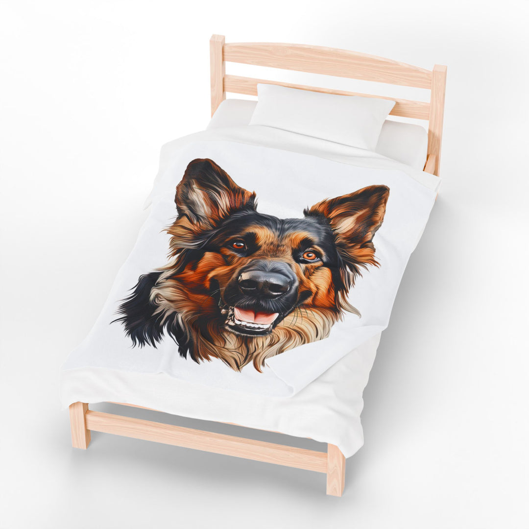 German Shepherd Dog Face Velveteen Plush Blanket - Embellish by Jackie - Handmade Greeting Cards
