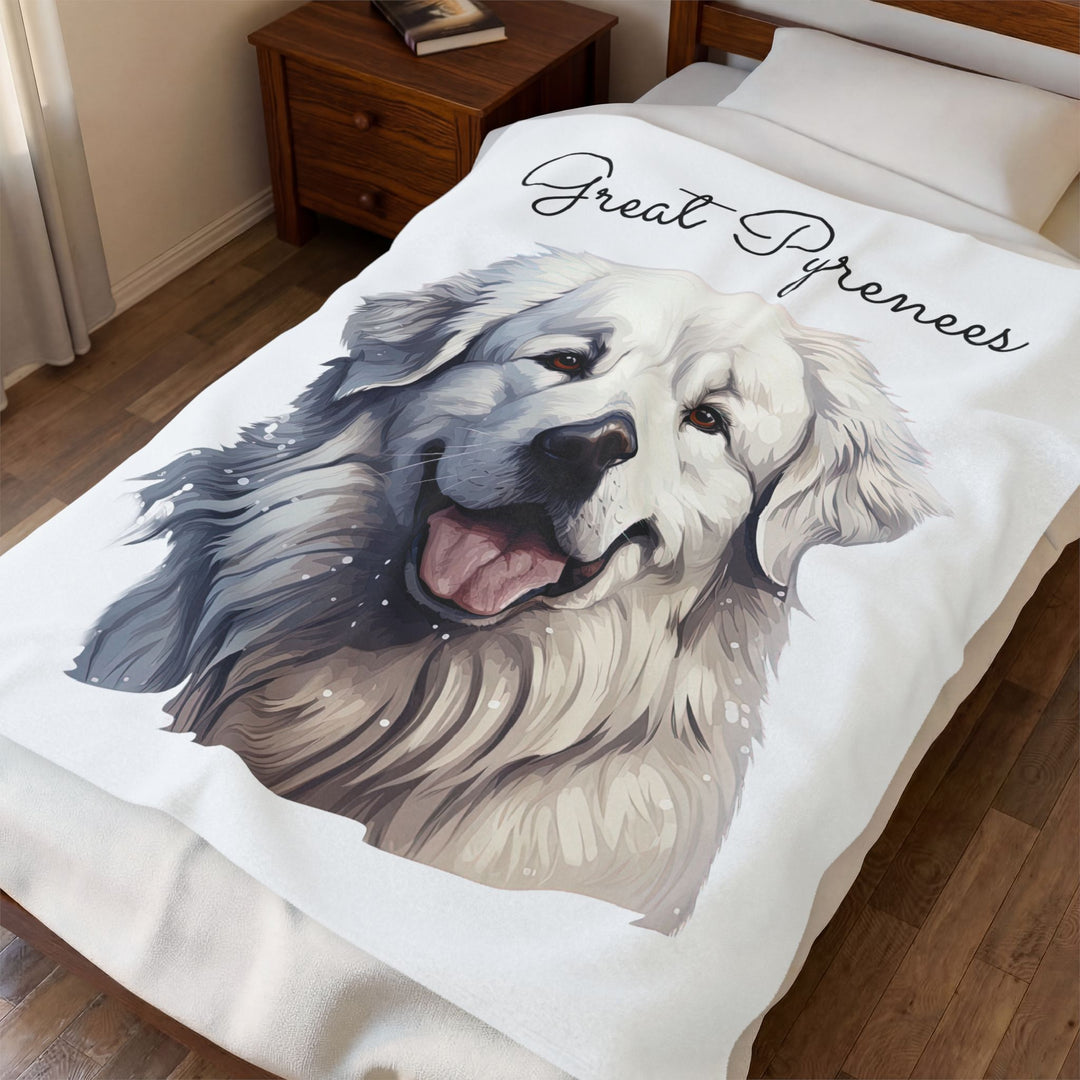 Great Pyrenees Velveteen Plush Blanket | Cozy Dog Throw - Embellish by Jackie - Handmade Greeting Cards