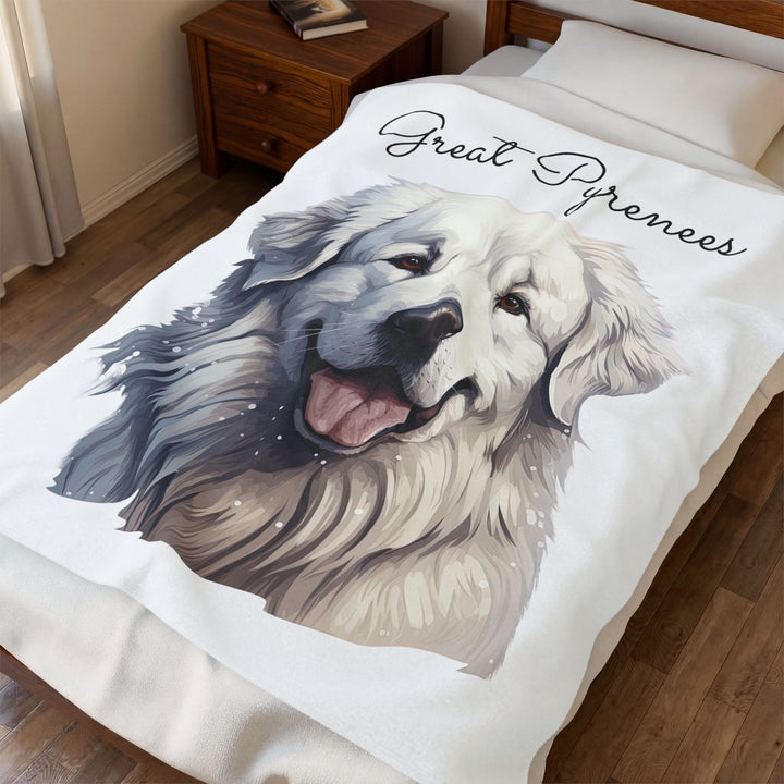 Great Pyrenees Velveteen Plush Blanket | Cozy Dog Throw - Embellish by Jackie - Handmade Greeting Cards