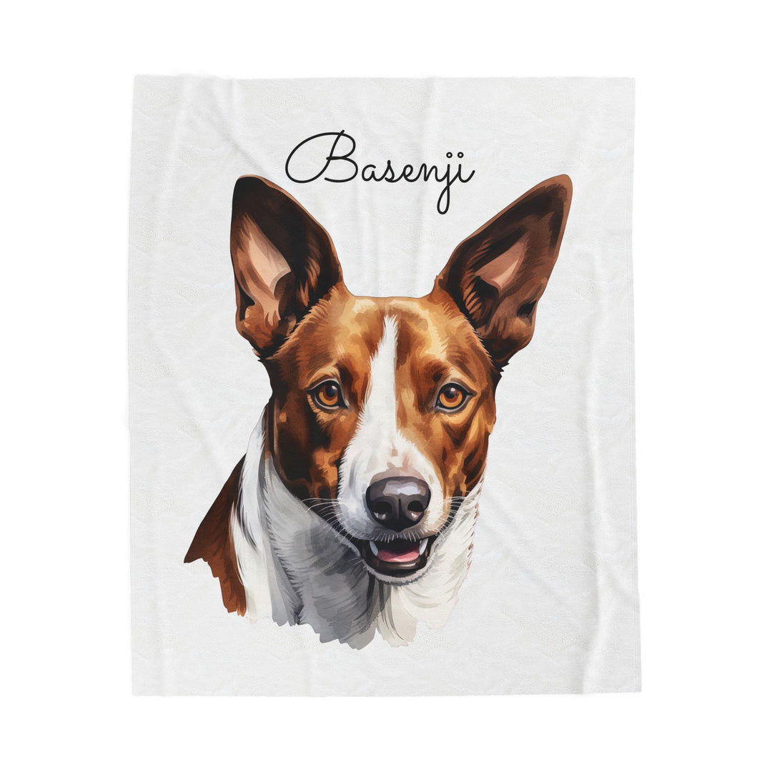 Basenji Velveteen Plush Blanket White Background - 3 Sizes available cozy throw dog lover