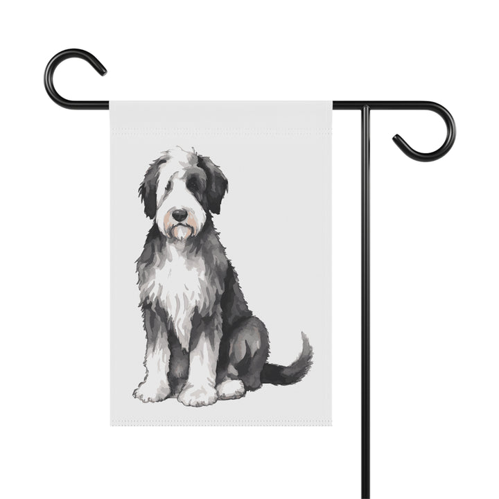 Sheepadoodle - Garden Banner Flag - Cute Watercolor Dog themed - Sheepie Old English Sheepdog