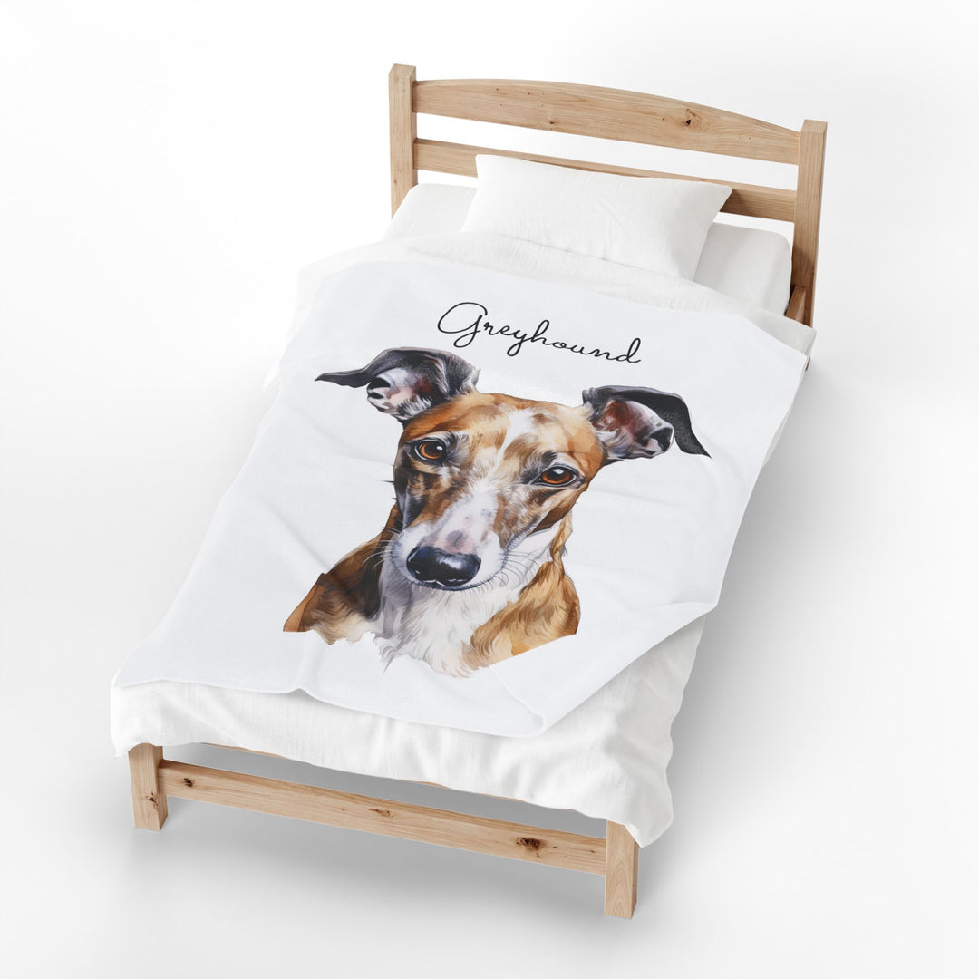 Greyhound dog velveteen plush blanket | cozy fleece throw - Embellish by Jackie - Handmade Greeting Cards