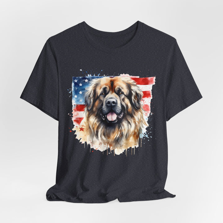 Leonberger Dog with American Flag T-Shirt | Patriotic Leonberger Tee - Embellish by Jackie - Handmade Greeting Cards