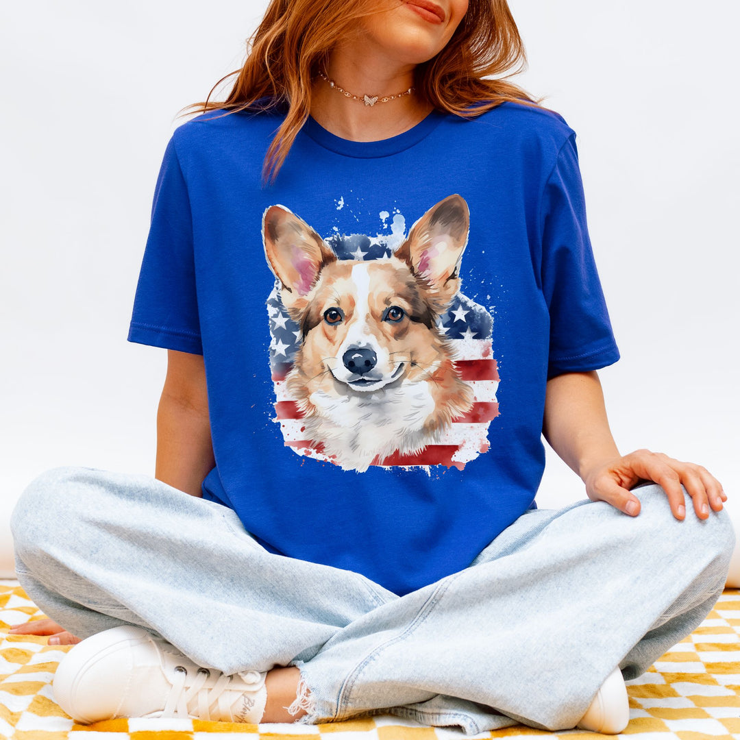 Patriotic Corgi American Flag T-Shirt Pembroke Welsh Corgi - Embellish by Jackie - Handmade Greeting Cards