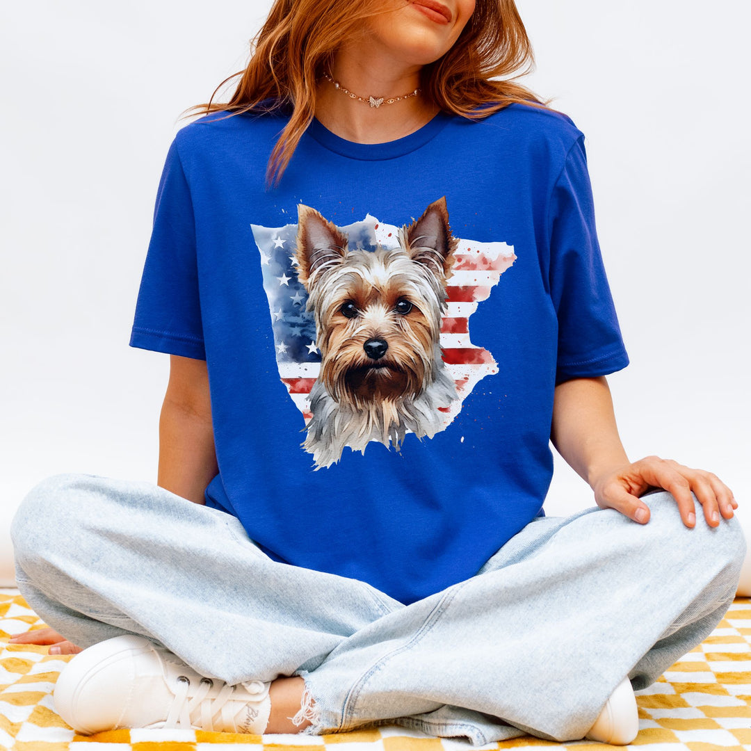 Yorkshire Terrier American Flag T-Shirt | Yorkie USA Patriotic Tee