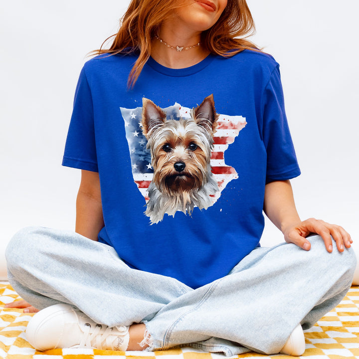 Yorkshire Terrier American Flag T-Shirt | Yorkie USA Patriotic Tee