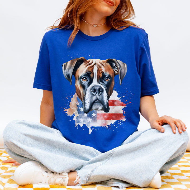 Boxer Patriotic 4th of July American Flag T-shirt Bella Canvas Multiple Colors - Embellish by Jackie - Handmade Greeting Cards