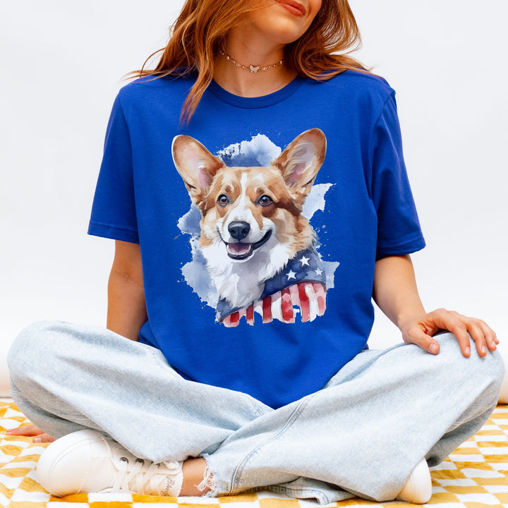 Pembroke Welsh Corgi American Flag T-Shirt | Corgi Dog Tee - Embellish by Jackie - Handmade Greeting Cards