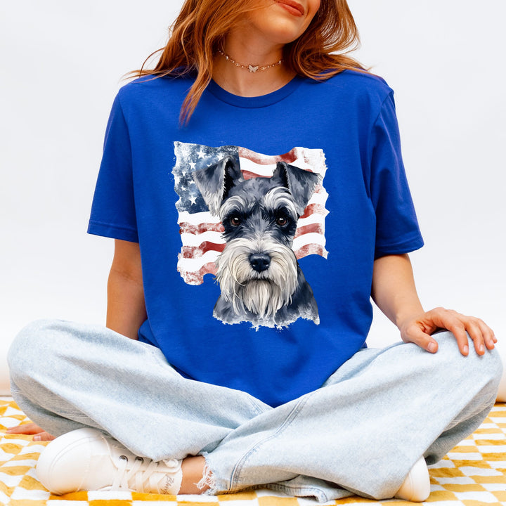 Standard Schnauzer with American Flag T-Shirt | Patriotic Dog Tee - Embellish by Jackie - Handmade Greeting Cards