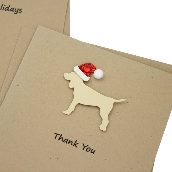 Standard Dog Christmas Cards Single Yellow Generic Dog with Santa Hat