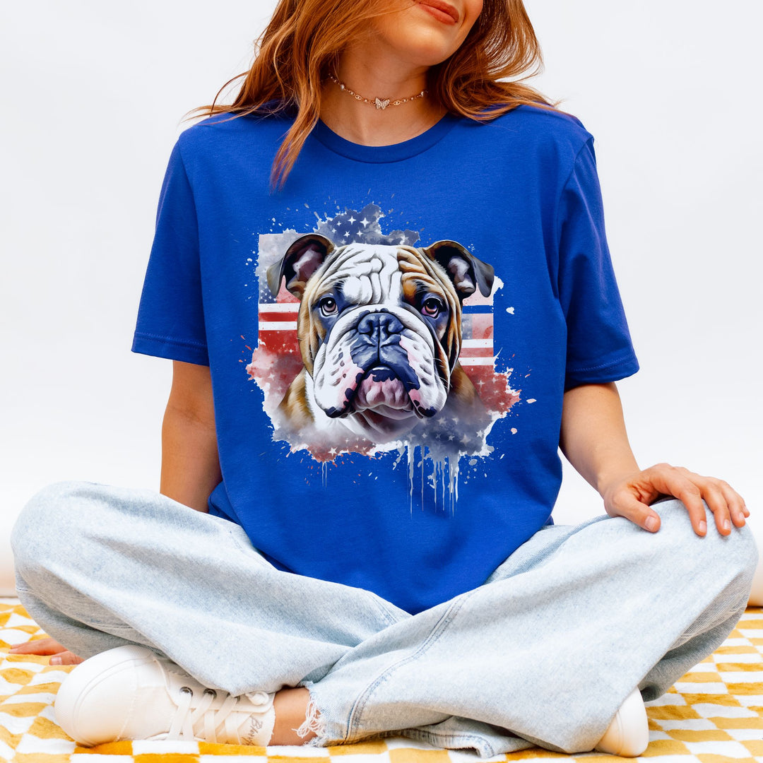 Patriotic Bulldog 4th of July Tee | American Flag Dog Shirt - Embellish by Jackie - Handmade Greeting Cards