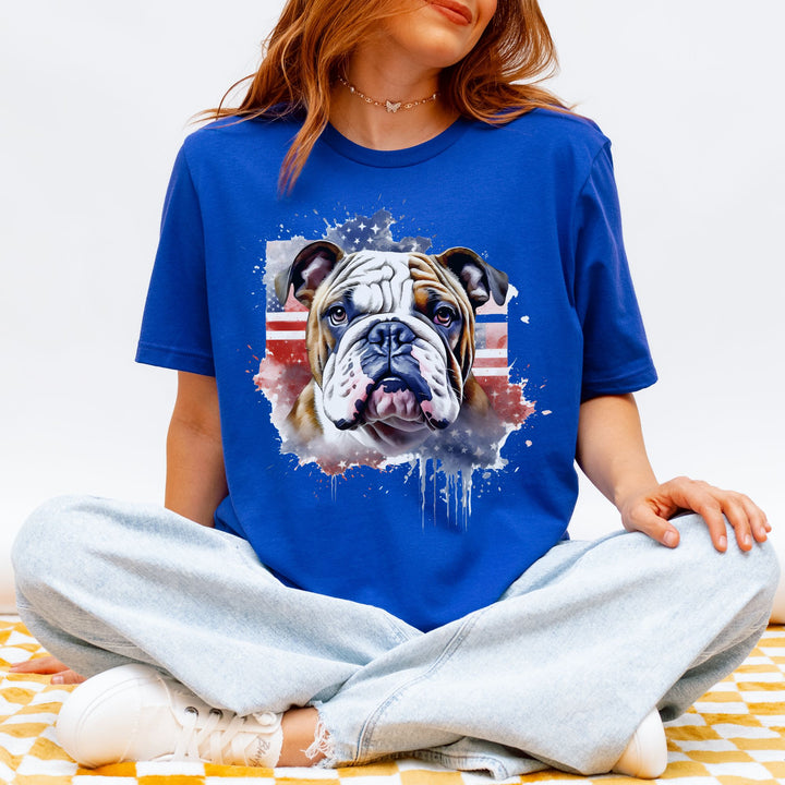 Patriotic Bulldog 4th of July Tee | American Flag Dog Shirt - Embellish by Jackie - Handmade Greeting Cards