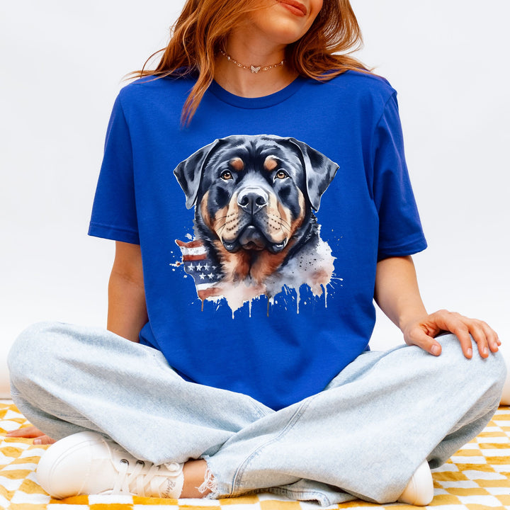 American Flag Rottweiler Watercolor T-Shirt | Dog Lover Tee - Embellish by Jackie - Handmade Greeting Cards