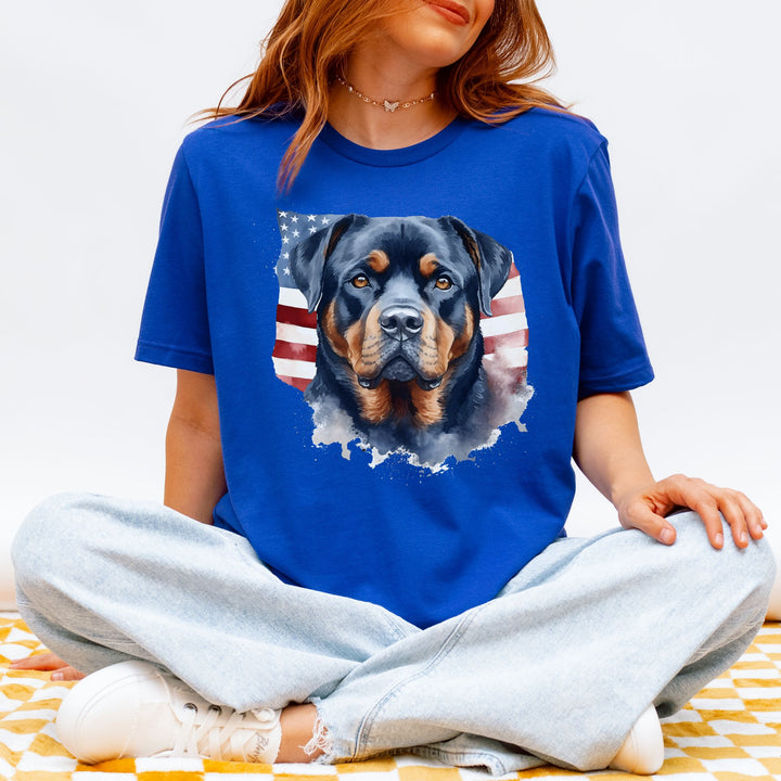 Rottweiler with American Flag T-Shirt | Patriotic Dog Tee - Embellish by Jackie - Handmade Greeting Cards