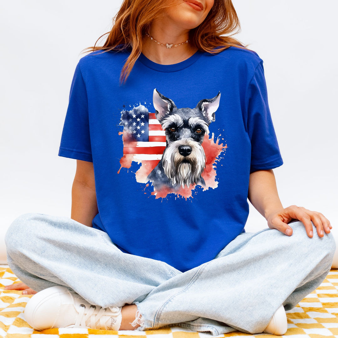 Patriotic Miniature Schnauzer Tee | Gray Schnauzer Dog Shirt - Embellish by Jackie - Handmade Greeting Cards