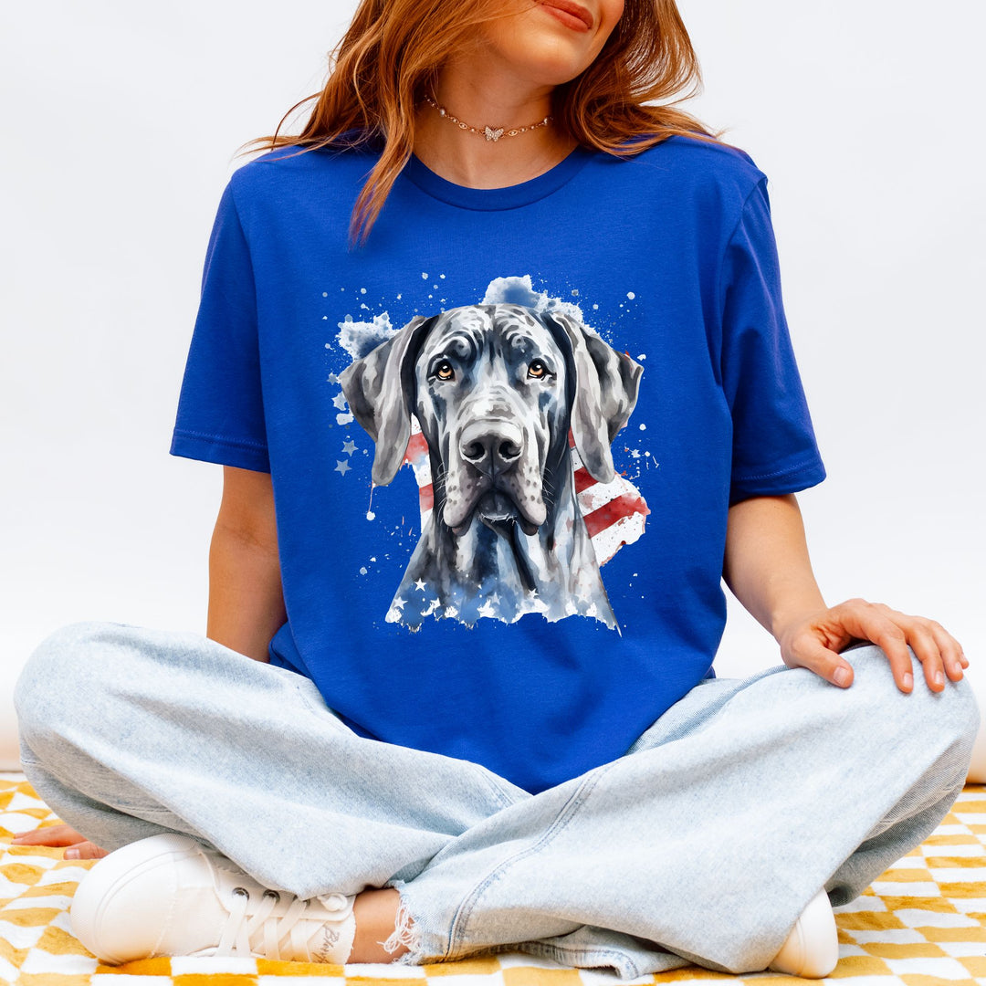 Patriotic Black Great Dane Tee | American Flag Dog Shirt - Embellish by Jackie - Handmade Greeting Cards