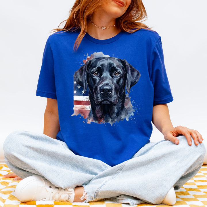 American Flag Black Labrador Retriever T-Shirt | Patriotic Dog Tee
