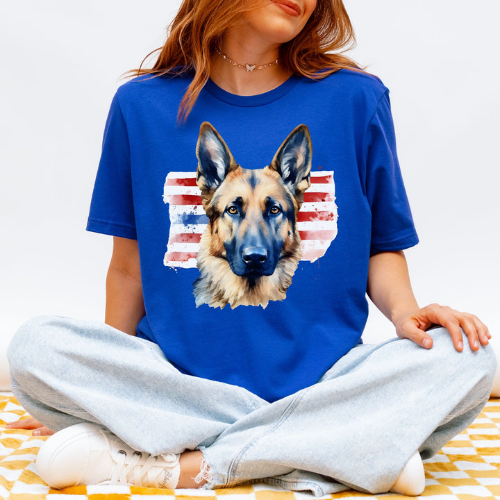 German Shepherd American Flag T-Shirt | Dog Patriotic Tee - Embellish by Jackie - Handmade Greeting Cards