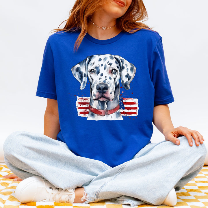 Dalmatian with American Flag T-Shirt | Patriotic Dog Tee - Embellish by Jackie - Handmade Greeting Cards